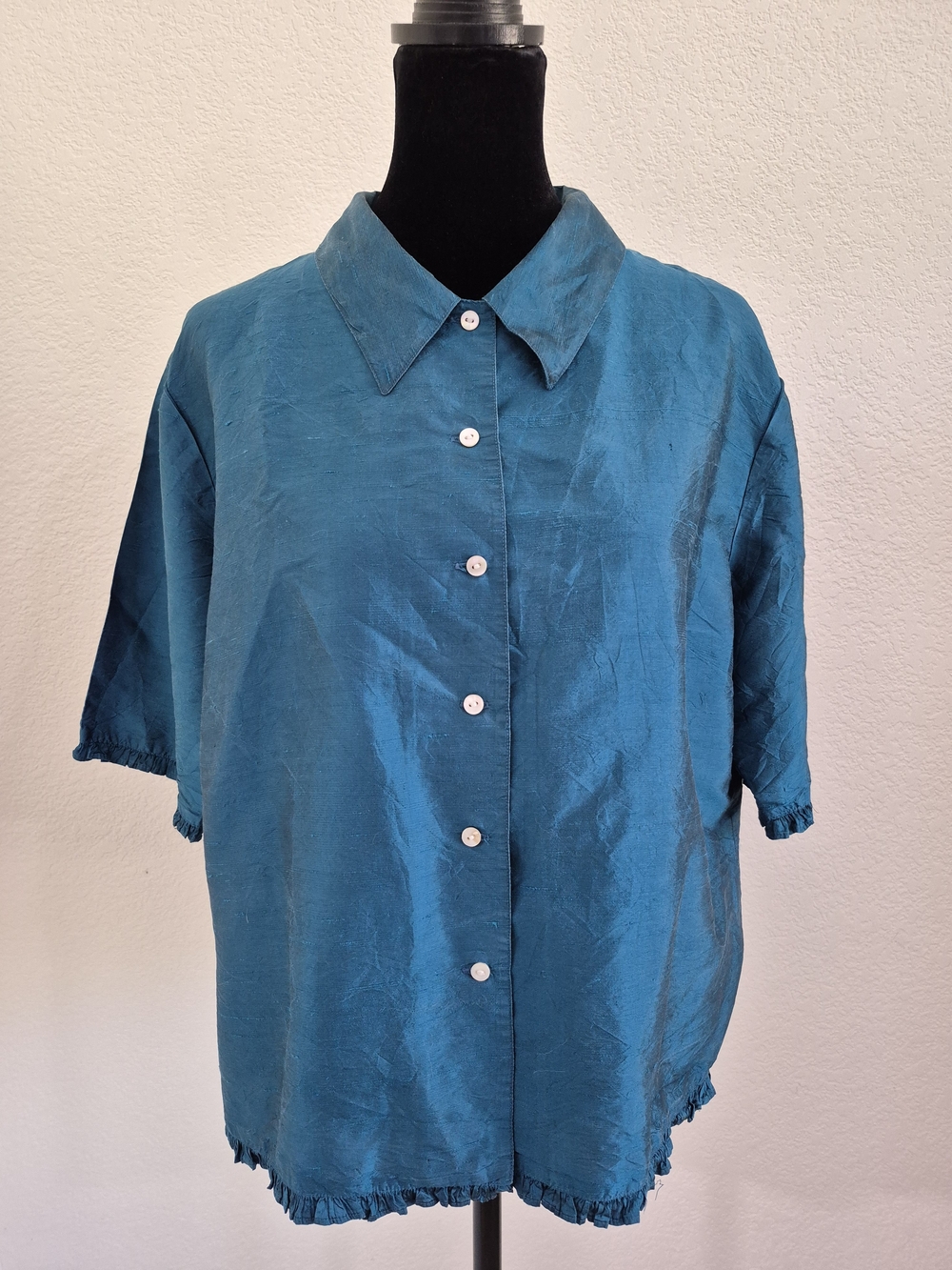 Relativity Teal Short-Sleeve Button-Down Shirt